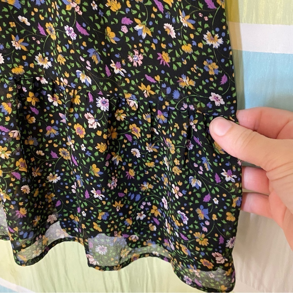Zara Floral Sheer Lined Dress Sz Medium - Picture 6 of 9